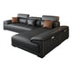 Black Faux Leather Sofa 33.46" H Pillow Top Arm Sofa & Chaise Sofa 106"L x 71"W x 33.5"H Clearhalo 'furn' 'furn_sectionals' 'Furniture' 'furniture_sectionals' 'Living Room Furniture' 'Sectionals' 5057930