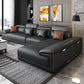 Black Faux Leather Sofa 33.46" H Pillow Top Arm Sofa & Chaise Clearhalo 'furn' 'furn_sectionals' 'Furniture' 'furniture_sectionals' 'Living Room Furniture' 'Sectionals' 5057935