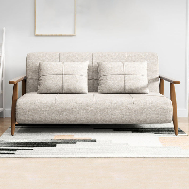 Convertible Cotton Blend and Faux Leather Modern Sofa Bed in Brown 43"L x 35"W x 36"H Clearhalo 'furn' 'furn_sofas' 'Furniture' 'furniture_sofas' 'Living Room Furniture' 'Sofa' 'sofas' 5057951