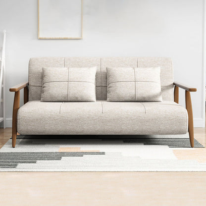 Convertible Cotton Blend and Faux Leather Modern Sofa Bed in Brown 43"L x 35"W x 36"H Clearhalo 'furn' 'furn_sofas' 'Furniture' 'furniture_sofas' 'Living Room Furniture' 'Sofa' 'sofas' 5057951