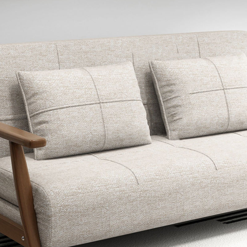 Convertible Cotton Blend and Faux Leather Modern Sofa Bed in Brown Clearhalo 'furn' 'furn_sofas' 'Furniture' 'furniture_sofas' 'Living Room Furniture' 'Sofa' 'sofas' 5057956