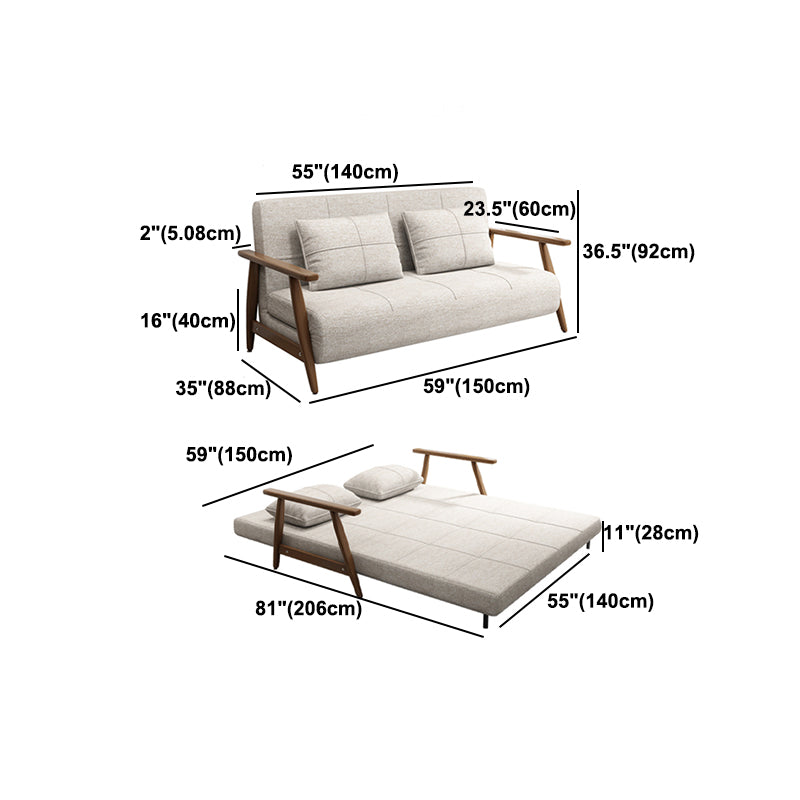 Convertible Cotton Blend and Faux Leather Modern Sofa Bed in Brown Clearhalo 'furn' 'furn_sofas' 'Furniture' 'furniture_sofas' 'Living Room Furniture' 'Sofa' 'sofas' 5057962