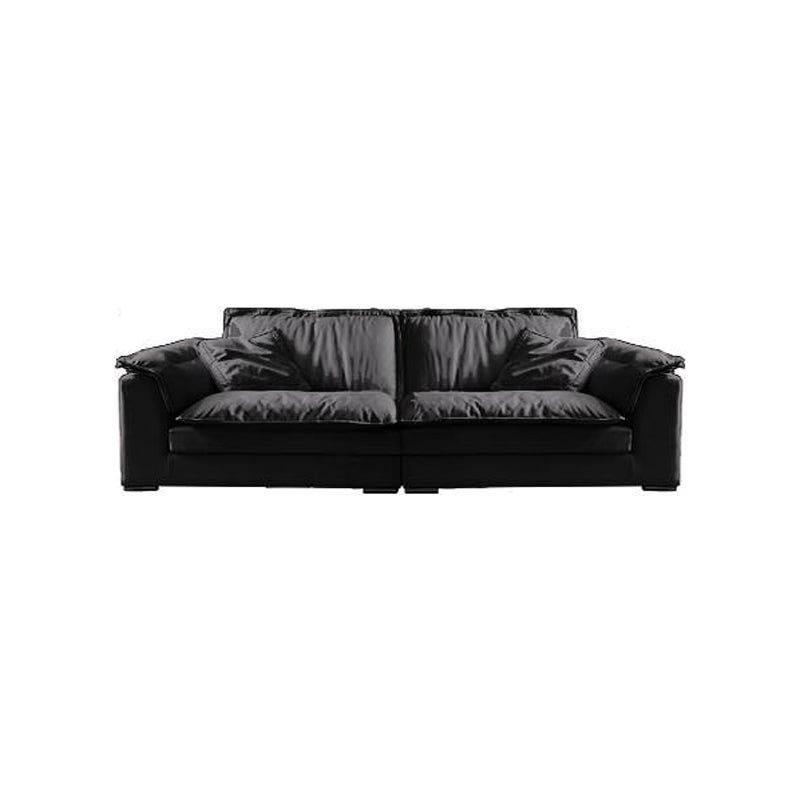 Contemporary Pillow Top Arm Sofa 30.7" H Faux Leather Sofa & Chaise 79"L x 47"W x 31"H Clearhalo 'furn' 'furn_sectionals' 'Furniture' 'furniture_sectionals' 'Living Room Furniture' 'Sectionals' 5057966
