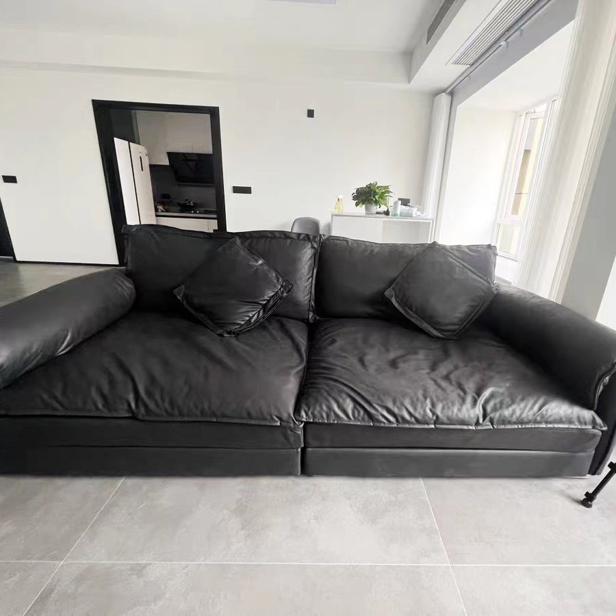 Contemporary Pillow Top Arm Sofa 30.7" H Faux Leather Sofa & Chaise Clearhalo 'furn' 'furn_sectionals' 'Furniture' 'furniture_sectionals' 'Living Room Furniture' 'Sectionals' 5057967