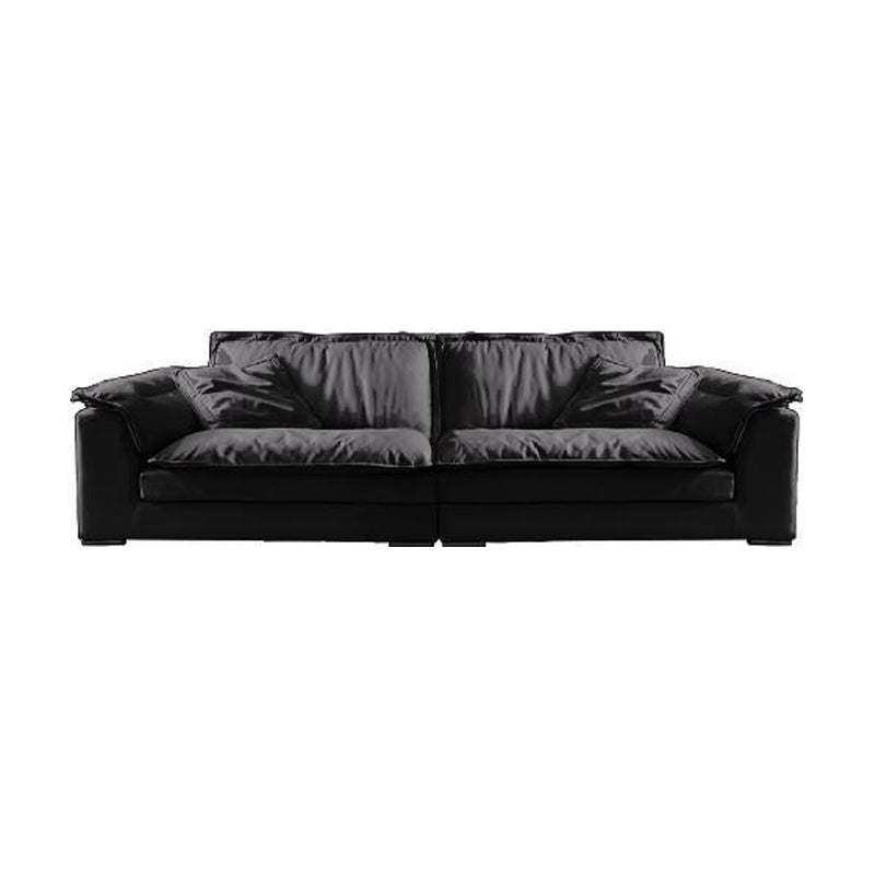 Contemporary Pillow Top Arm Sofa 30.7" H Faux Leather Sofa & Chaise 87"L x 47"W x 31"H Clearhalo 'furn' 'furn_sectionals' 'Furniture' 'furniture_sectionals' 'Living Room Furniture' 'Sectionals' 5057968