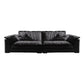 Contemporary Pillow Top Arm Sofa 30.7" H Faux Leather Sofa & Chaise 94.5"L x 47"W x 31"H Clearhalo 'furn' 'furn_sectionals' 'Furniture' 'furniture_sectionals' 'Living Room Furniture' 'Sectionals' 5057970