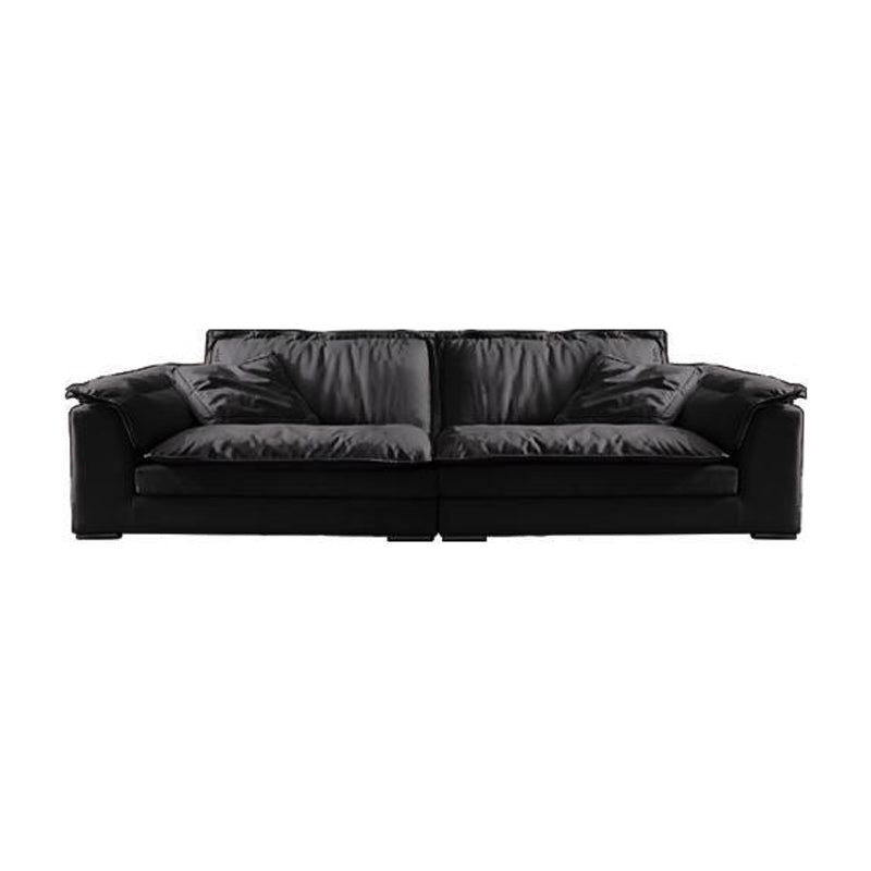 Contemporary Pillow Top Arm Sofa 30.7" H Faux Leather Sofa & Chaise 110"L x 47"W x 31"H Clearhalo 'furn' 'furn_sectionals' 'Furniture' 'furniture_sectionals' 'Living Room Furniture' 'Sectionals' 5057974