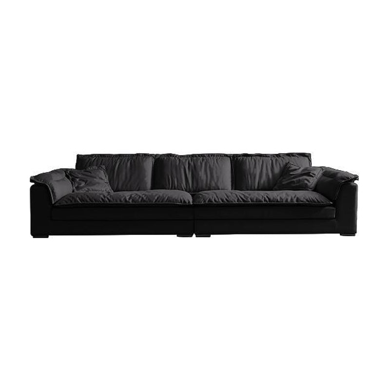 Contemporary Pillow Top Arm Sofa 30.7" H Faux Leather Sofa & Chaise 126"L x 47"W x 31"H Clearhalo 'furn' 'furn_sectionals' 'Furniture' 'furniture_sectionals' 'Living Room Furniture' 'Sectionals' 5057978