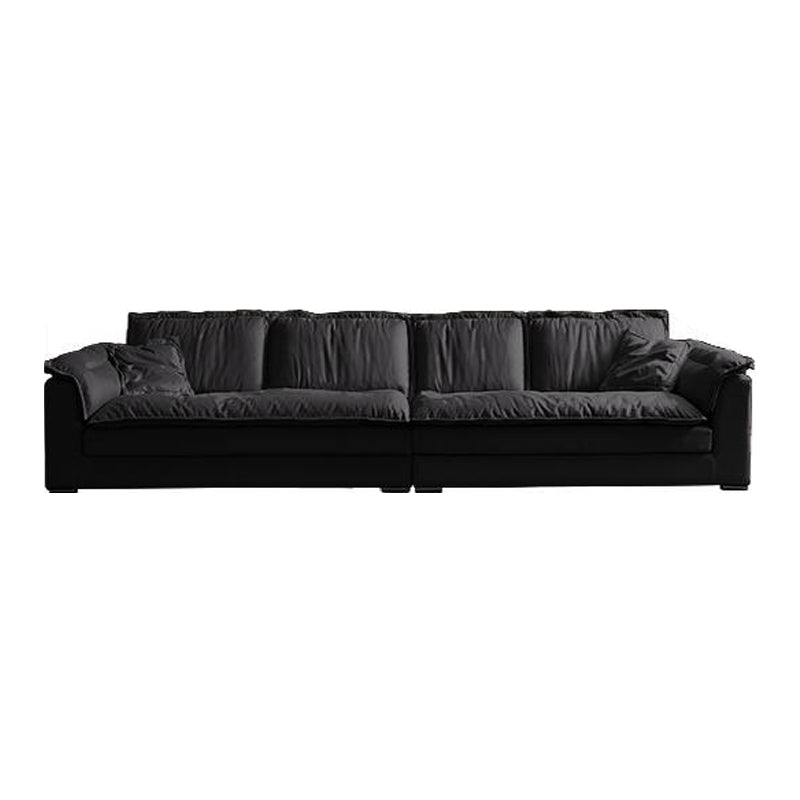 Contemporary Pillow Top Arm Sofa 30.7" H Faux Leather Sofa & Chaise 150"L x 47"W x 31"H Clearhalo 'furn' 'furn_sectionals' 'Furniture' 'furniture_sectionals' 'Living Room Furniture' 'Sectionals' 5057982