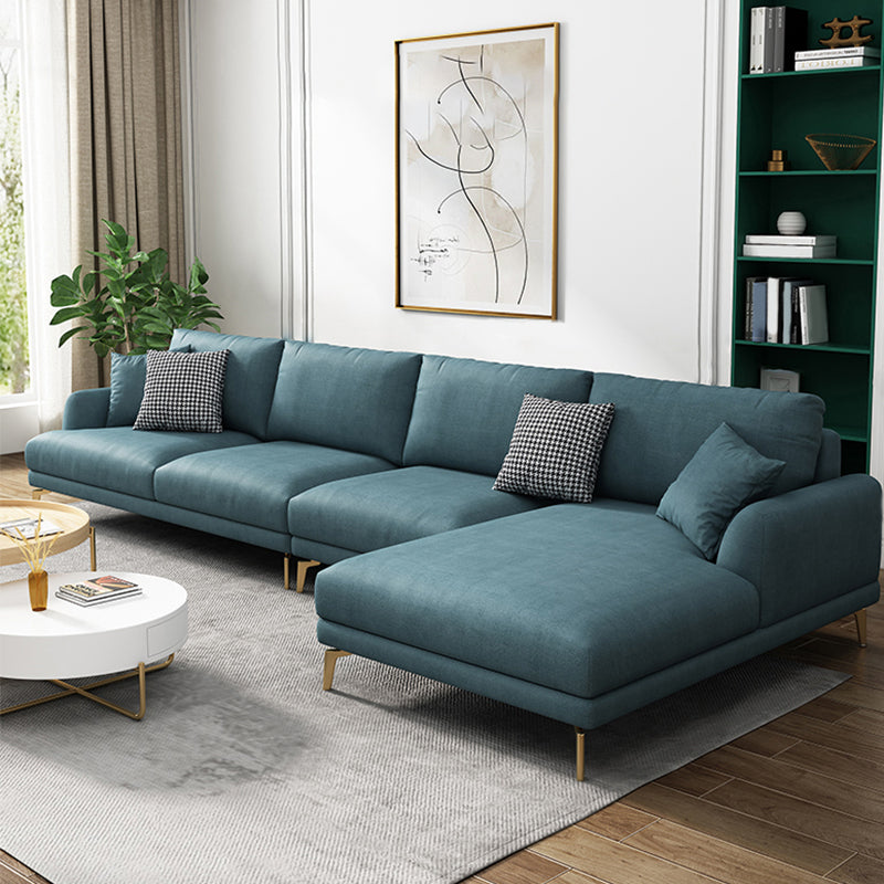 Contemporary Faux Leather Recessed Arm Furniture Sectionals in Green 130"L x 66"W x 32"H Left Clearhalo 'furn' 'furn_sectionals' 'Furniture' 'furniture_sectionals' 'Living Room Furniture' 'Sectionals' 5058033