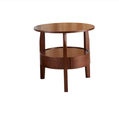 French Country Style Cocktail Table Wood/dark Coffee/walnut Solid Wood Round Coffee Table Walnut 19.7"L x 19.7"W x 19.7"H Clearhalo 'Coffee & Accent Tables' 'End & Side Tables' 'end_side_table' 'Furniture' 'furniture_end_side_table' 'Living Room Furniture' 5058072