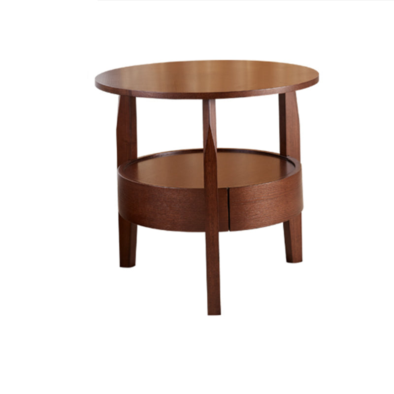 French Country Style Cocktail Table Wood/dark Coffee/walnut Solid Wood Round Coffee Table Walnut Clearhalo 'Coffee & Accent Tables' 'End & Side Tables' 'end_side_table' 'Furniture' 'furniture_end_side_table' 'Living Room Furniture' 5058074