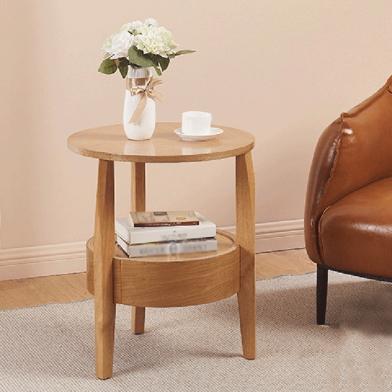 French Country Style Cocktail Table Wood/dark Coffee/walnut Solid Wood Round Coffee Table Wood 19.7"L x 19.7"W x 23.6"H Clearhalo 'Coffee & Accent Tables' 'End & Side Tables' 'end_side_table' 'Furniture' 'furniture_end_side_table' 'Living Room Furniture' 5058076