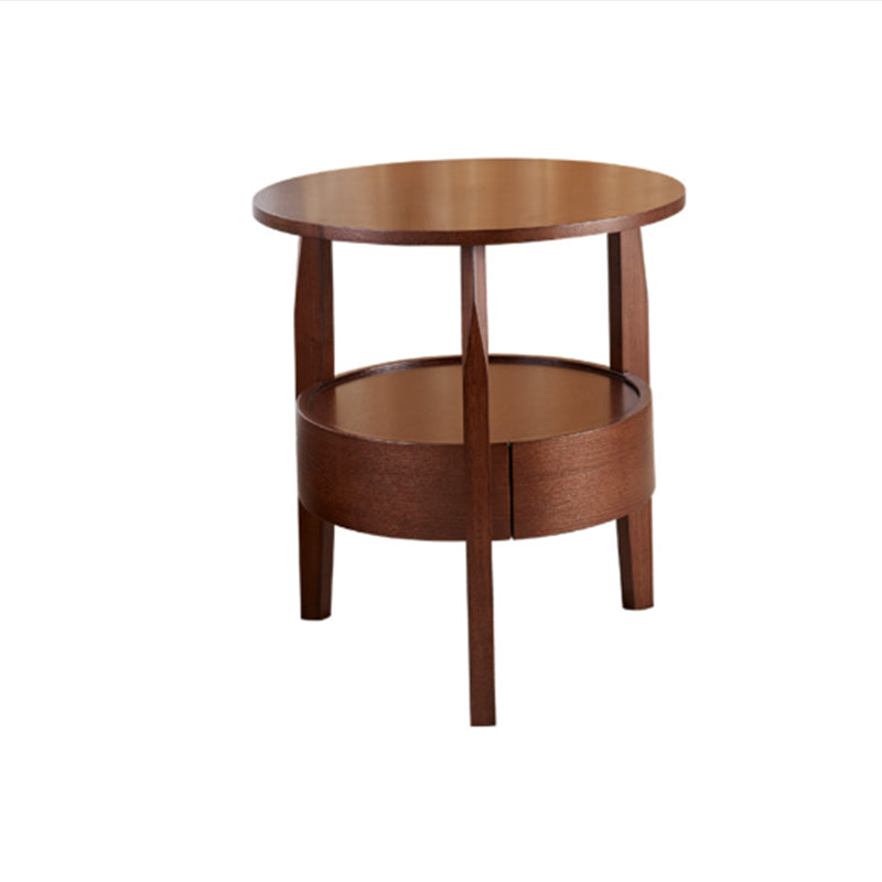 French Country Style Cocktail Table Wood/dark Coffee/walnut Solid Wood Round Coffee Table Walnut 19.7"L x 19.7"W x 23.6"H Clearhalo 'Coffee & Accent Tables' 'End & Side Tables' 'end_side_table' 'Furniture' 'furniture_end_side_table' 'Living Room Furniture' 5058077