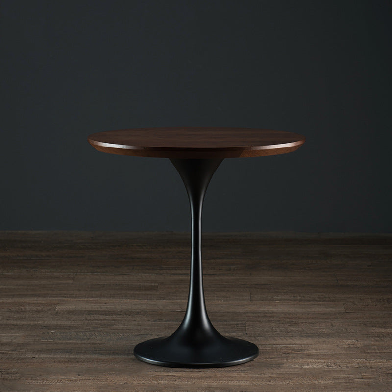 Pedestal Base Design Cocktail Table Round Coffee Table Made of Solid Wood Black-Brown Clearhalo 'Coffee & Accent Tables' 'End & Side Tables' 'end_side_table' 'end_side_tables' 'furn' 'furn_end_side_tables' 'Furniture' 'furniture_end_side_table' 'Living Room Furniture' 5058093
