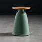 Nordic Style Round Coffee Table Wood Color Rubber Wood Top and Metal Base Cocktail Table 13"L x 13"W x 18"H Green Clearhalo 'Coffee & Accent Tables' 'End & Side Tables' 'end_side_table' 'end_side_tables' 'furn' 'furn_end_side_tables' 'Furniture' 'furniture_end_side_table' 'Living Room Furniture' 5058109