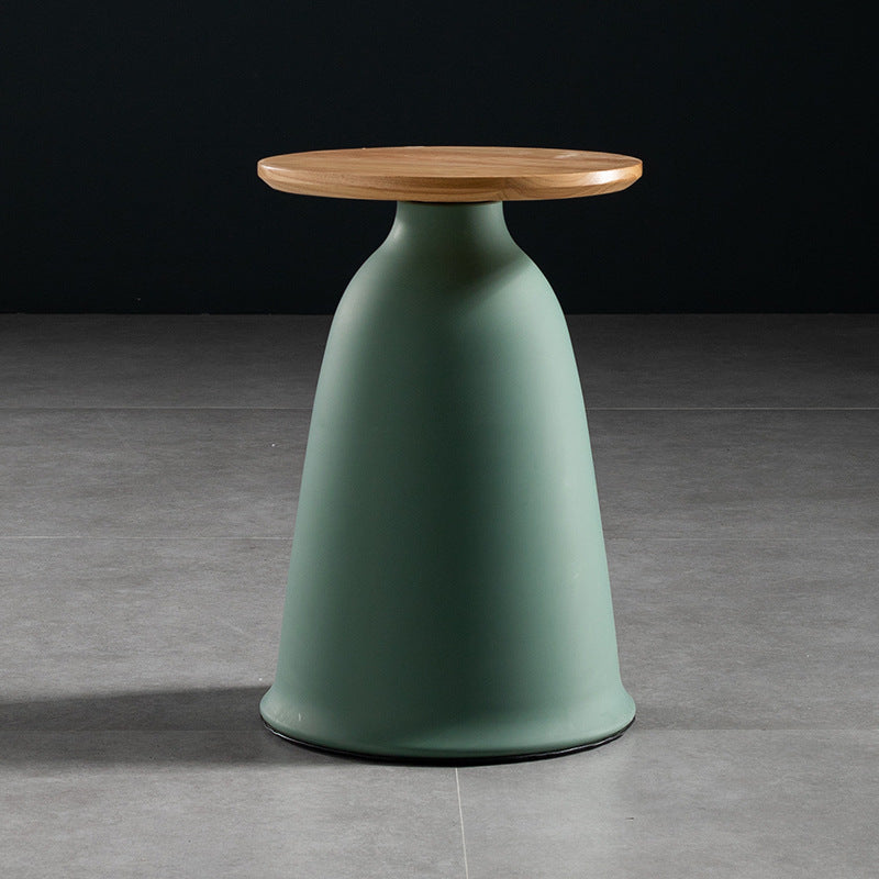 Nordic Style Round Coffee Table Wood Color Rubber Wood Top and Metal Base Cocktail Table 13"L x 13"W x 18"H Green Clearhalo 'Coffee & Accent Tables' 'End & Side Tables' 'end_side_table' 'end_side_tables' 'furn' 'furn_end_side_tables' 'Furniture' 'furniture_end_side_table' 'Living Room Furniture' 5058109
