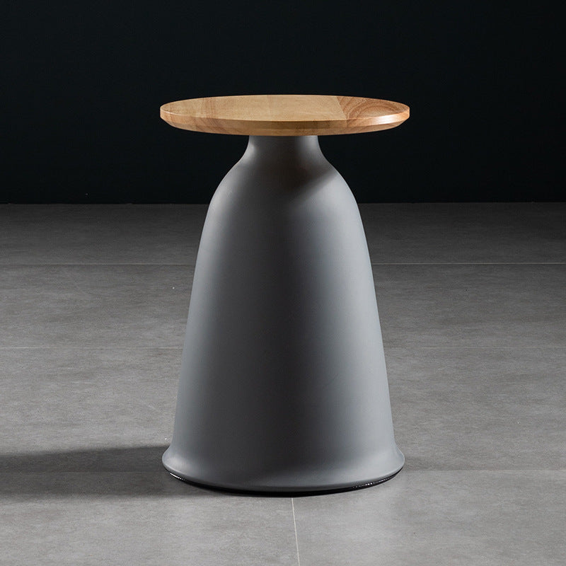 Nordic Style Round Coffee Table Wood Color Rubber Wood Top and Metal Base Cocktail Table 13"L x 13"W x 18"H Gray Clearhalo 'Coffee & Accent Tables' 'End & Side Tables' 'end_side_table' 'end_side_tables' 'furn' 'furn_end_side_tables' 'Furniture' 'furniture_end_side_table' 'Living Room Furniture' 5058110