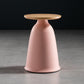 Nordic Style Round Coffee Table Wood Color Rubber Wood Top and Metal Base Cocktail Table 13"L x 13"W x 18"H Pink Clearhalo 'Coffee & Accent Tables' 'End & Side Tables' 'end_side_table' 'end_side_tables' 'furn' 'furn_end_side_tables' 'Furniture' 'furniture_end_side_table' 'Living Room Furniture' 5058113