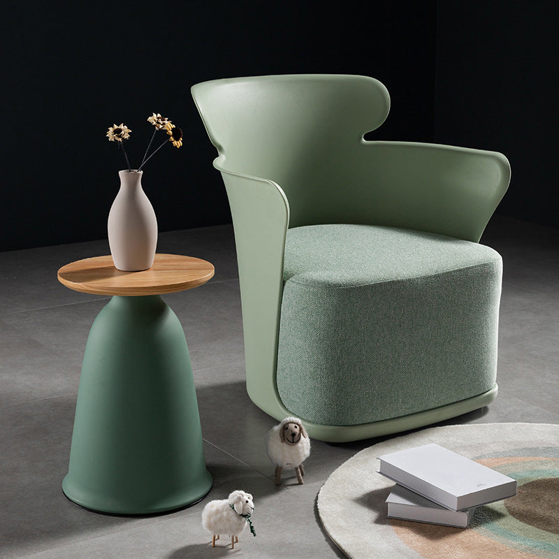 Nordic Style Round Coffee Table Wood Color Rubber Wood Top and Metal Base Cocktail Table 16"L x 16"W x 22"H Green Clearhalo 'Coffee & Accent Tables' 'End & Side Tables' 'end_side_table' 'end_side_tables' 'furn' 'furn_end_side_tables' 'Furniture' 'furniture_end_side_table' 'Living Room Furniture' 5058114