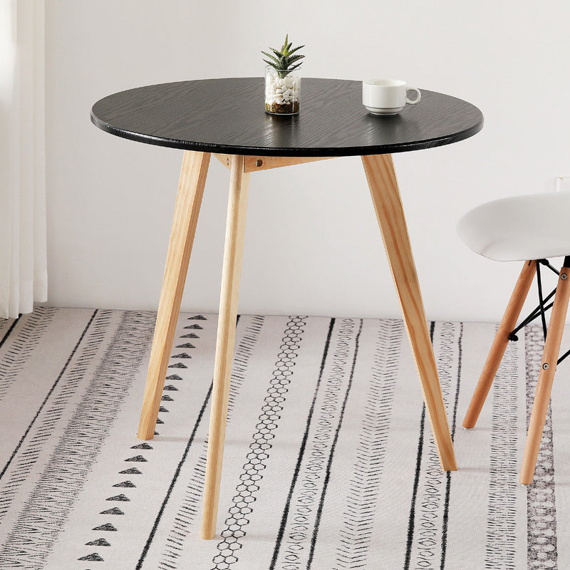 3 Legs End Table Natural/black/white Round Wood Side End Table 23.6"L x 23.6"W x 27.6"H Natural Black Clearhalo 'Coffee & Accent Tables' 'End & Side Tables' 'end_side_table' 'Furniture' 'furniture_end_side_table' 'Living Room Furniture' 5058136