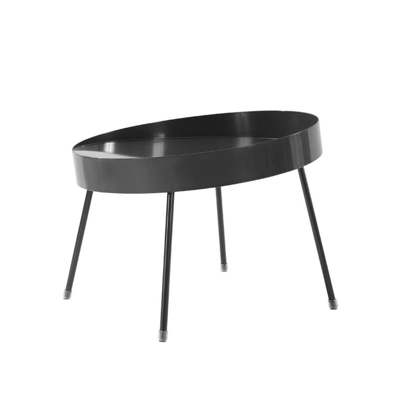 Mid-century Modern 4 Legs Cocktail Table Metal Round Coffee Table 24"L x 24"W x 16"H Black Clearhalo 'Coffee & Accent Tables' 'End & Side Tables' 'end_side_table' 'end_side_tables' 'furn' 'furn_end_side_tables' 'Furniture' 'furniture_end_side_table' 'Living Room Furniture' 5058159