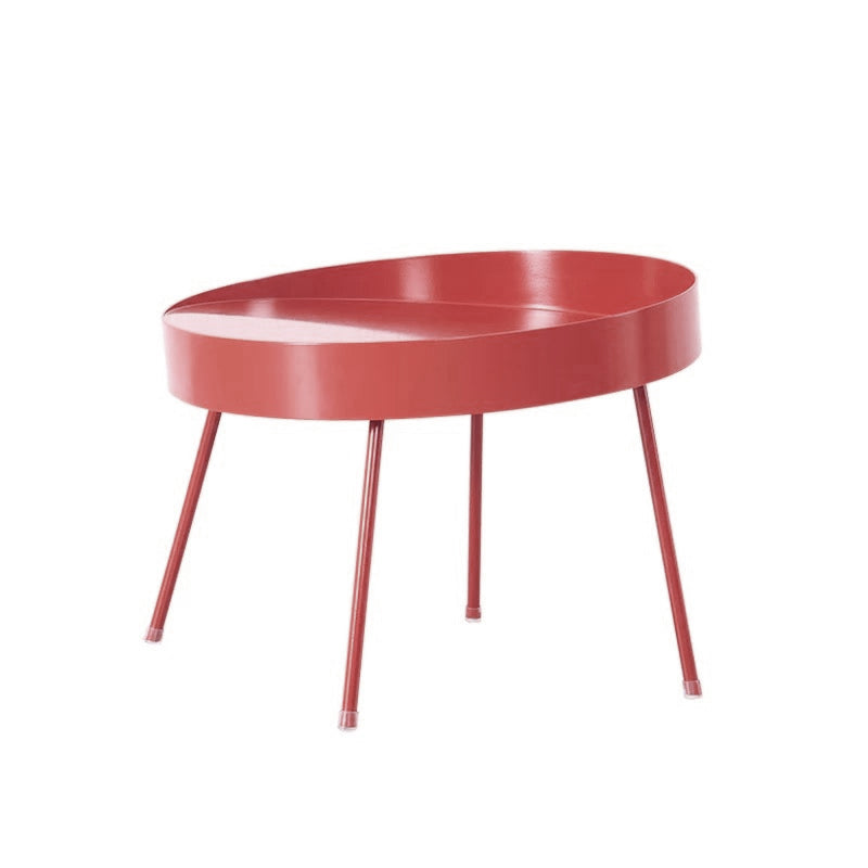 Mid-century Modern 4 Legs Cocktail Table Metal Round Coffee Table 24"L x 24"W x 16"H Burgundy Clearhalo 'Coffee & Accent Tables' 'End & Side Tables' 'end_side_table' 'end_side_tables' 'furn' 'furn_end_side_tables' 'Furniture' 'furniture_end_side_table' 'Living Room Furniture' 5058160