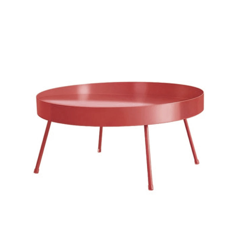 Mid-century Modern 4 Legs Cocktail Table Metal Round Coffee Table 31.5"L x 31.5"W x 13"H Burgundy Clearhalo 'Coffee & Accent Tables' 'End & Side Tables' 'end_side_table' 'end_side_tables' 'furn' 'furn_end_side_tables' 'Furniture' 'furniture_end_side_table' 'Living Room Furniture' 5058161
