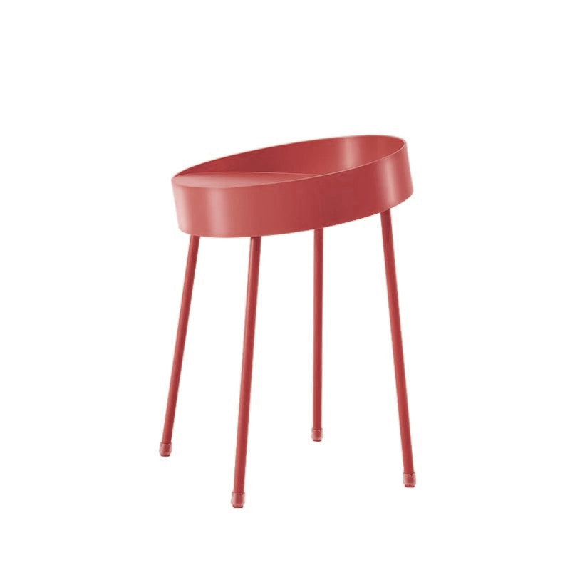 Mid-century Modern 4 Legs Cocktail Table Metal Round Coffee Table 16"L x 16"W x 20"H Burgundy Clearhalo 'Coffee & Accent Tables' 'End & Side Tables' 'end_side_table' 'end_side_tables' 'furn' 'furn_end_side_tables' 'Furniture' 'furniture_end_side_table' 'Living Room Furniture' 5058164