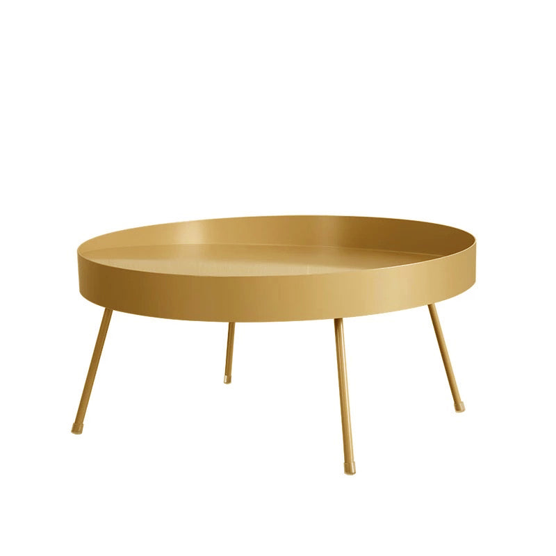 Mid-century Modern 4 Legs Cocktail Table Metal Round Coffee Table 31.5"L x 31.5"W x 13"H Gold Clearhalo 'Coffee & Accent Tables' 'End & Side Tables' 'end_side_table' 'end_side_tables' 'furn' 'furn_end_side_tables' 'Furniture' 'furniture_end_side_table' 'Living Room Furniture' 5058166