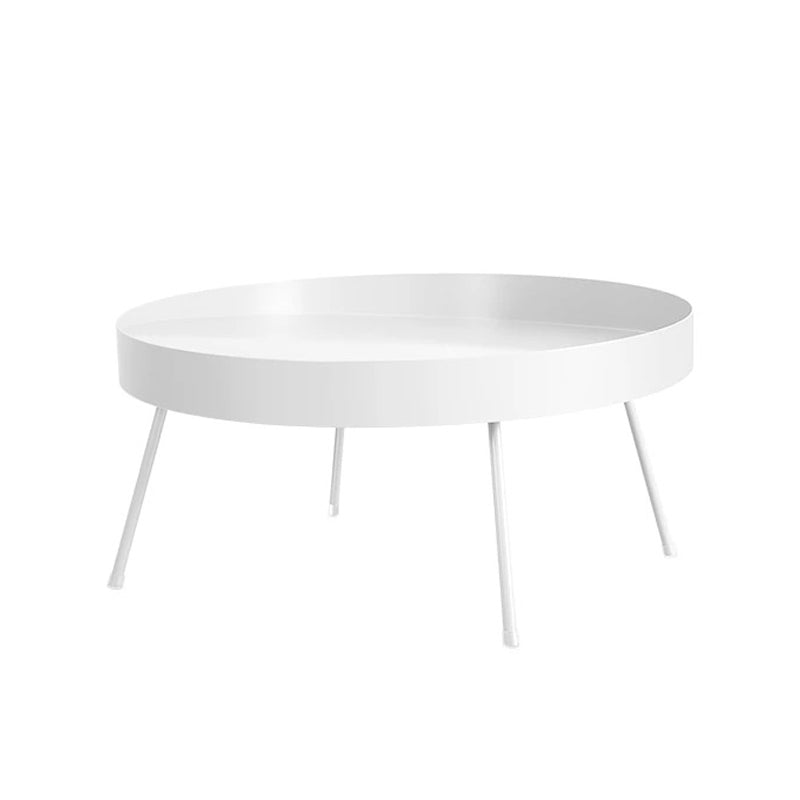 Mid-century Modern 4 Legs Cocktail Table Metal Round Coffee Table 31.5"L x 31.5"W x 13"H White Clearhalo 'Coffee & Accent Tables' 'End & Side Tables' 'end_side_table' 'end_side_tables' 'furn' 'furn_end_side_tables' 'Furniture' 'furniture_end_side_table' 'Living Room Furniture' 5058170
