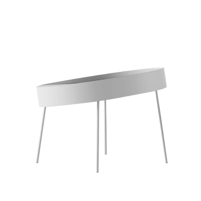 Mid-century Modern 4 Legs Cocktail Table Metal Round Coffee Table 24"L x 24"W x 16"H White Clearhalo 'Coffee & Accent Tables' 'End & Side Tables' 'end_side_table' 'end_side_tables' 'furn' 'furn_end_side_tables' 'Furniture' 'furniture_end_side_table' 'Living Room Furniture' 5058172