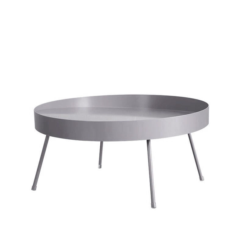 Mid-century Modern 4 Legs Cocktail Table Metal Round Coffee Table 31.5"L x 31.5"W x 13"H Grey Clearhalo 'Coffee & Accent Tables' 'End & Side Tables' 'end_side_table' 'end_side_tables' 'furn' 'furn_end_side_tables' 'Furniture' 'furniture_end_side_table' 'Living Room Furniture' 5058174