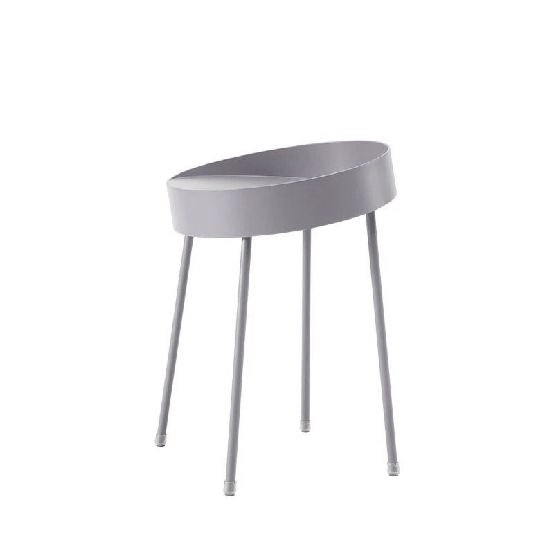 Mid-century Modern 4 Legs Cocktail Table Metal Round Coffee Table 16"L x 16"W x 20"H Grey Clearhalo 'Coffee & Accent Tables' 'End & Side Tables' 'end_side_table' 'end_side_tables' 'furn' 'furn_end_side_tables' 'Furniture' 'furniture_end_side_table' 'Living Room Furniture' 5058175
