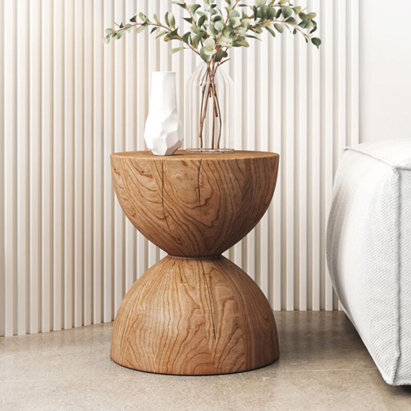 Pedestal End Table Natural/brown Round Wood Side End Table for Living Room 15"L x 15"W x 16.5"H Light Brown Clearhalo 'Coffee & Accent Tables' 'End & Side Tables' 'end_side_table' 'end_side_tables' 'furn' 'furn_end_side_tables' 'Furniture' 'furniture_end_side_table' 'Living Room Furniture' 5058182
