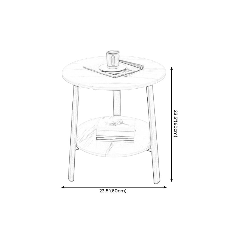 3 Legs Base Design Cocktail Table Brown/white/black Wood-paneled Round Coffee Table Clearhalo 'Coffee & Accent Tables' 'End & Side Tables' 'end_side_table' 'end_side_tables' 'furn' 'furn_end_side_tables' 'Furniture' 'furniture_end_side_table' 'Living Room Furniture' 5058237
