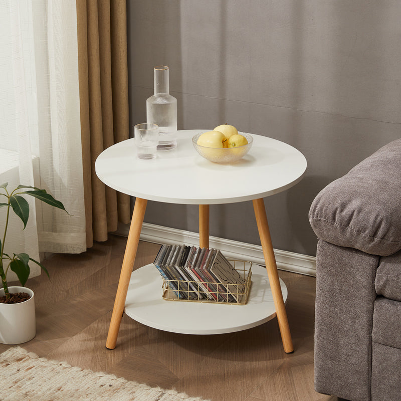 Traditional Style Cocktail Table Artificial Wood White/yellow/natural Color Coffee Table 23.6"L x 23.6"W x 20.5"H White Shelves Included Clearhalo 'Coffee & Accent Tables' 'End & Side Tables' 'end_side_table' 'end_side_tables' 'furn' 'furn_end_side_tables' 'Furniture' 'furniture_end_side_table' 'Living Room Furniture' 5058242