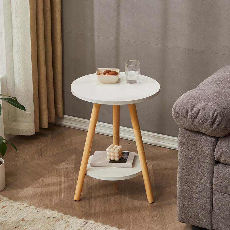 Traditional Style Cocktail Table Artificial Wood White/yellow/natural Color Coffee Table 16"L x 16"W x 20.5"H White Shelves Included Clearhalo 'Coffee & Accent Tables' 'End & Side Tables' 'end_side_table' 'end_side_tables' 'furn' 'furn_end_side_tables' 'Furniture' 'furniture_end_side_table' 'Living Room Furniture' 5058256