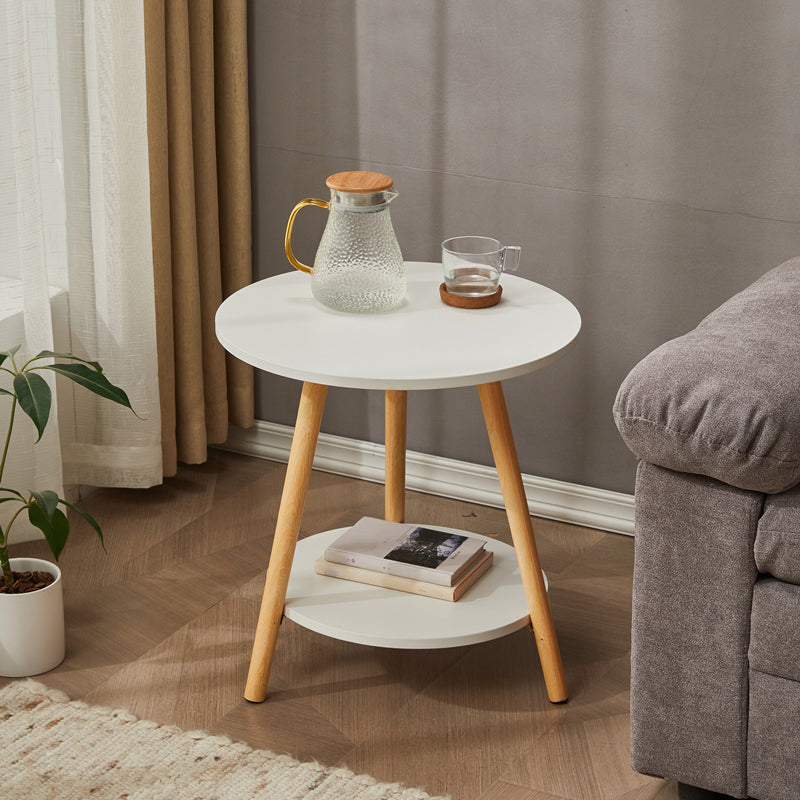 Traditional Style Cocktail Table Artificial Wood White/yellow/natural Color Coffee Table 20"L x 20"W x 20.5"H White Shelves Included Clearhalo 'Coffee & Accent Tables' 'End & Side Tables' 'end_side_table' 'end_side_tables' 'furn' 'furn_end_side_tables' 'Furniture' 'furniture_end_side_table' 'Living Room Furniture' 5058259