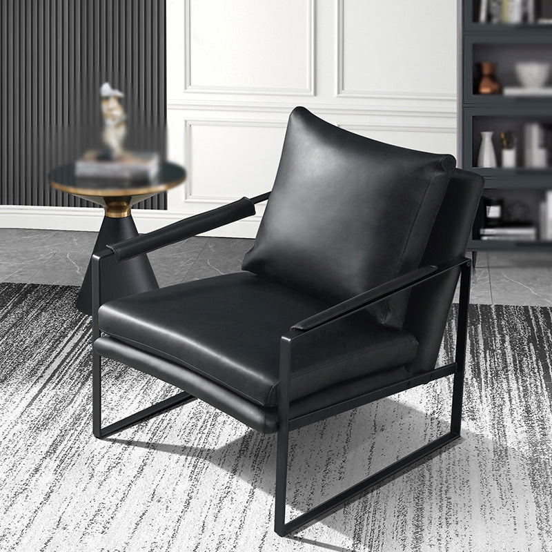 Faux Leather Chair 27.5" L x27.9" W x29.5" H Arms Included Chair Black Cotton Clearhalo 'Accent Chairs' 'accent_chairs' 'Chairs & Seating' 'furn' 'furn_accent_chairs' 'Furniture' 'furniture_accent_chairs' 'Living Room Furniture' 5058291
