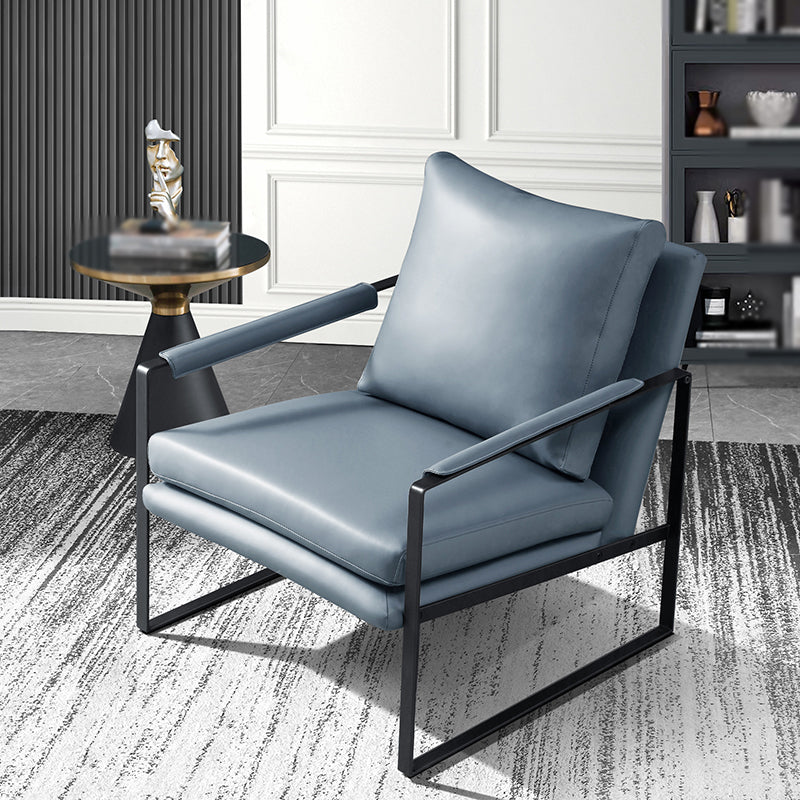 Faux Leather Chair 27.5" L x27.9" W x29.5" H Arms Included Chair Gray Clearhalo 'Accent Chairs' 'accent_chairs' 'Chairs & Seating' 'furn' 'furn_accent_chairs' 'Furniture' 'furniture_accent_chairs' 'Living Room Furniture' 5058292