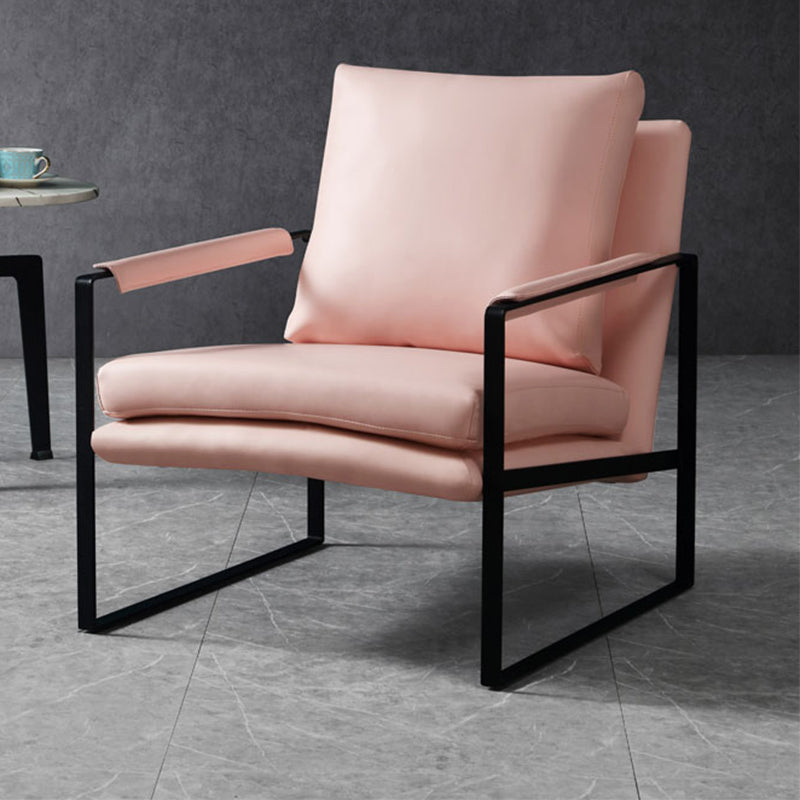 Faux Leather Chair 27.5" L x27.9" W x29.5" H Arms Included Chair Pink Down Clearhalo 'Accent Chairs' 'accent_chairs' 'Chairs & Seating' 'furn' 'furn_accent_chairs' 'Furniture' 'furniture_accent_chairs' 'Living Room Furniture' 5058294