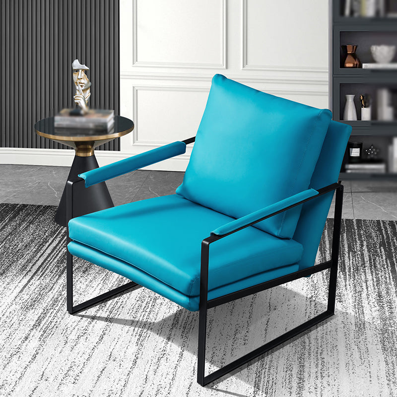 Faux Leather Chair 27.5" L x27.9" W x29.5" H Arms Included Chair Blue Cotton Clearhalo 'Accent Chairs' 'accent_chairs' 'Chairs & Seating' 'furn' 'furn_accent_chairs' 'Furniture' 'furniture_accent_chairs' 'Living Room Furniture' 5058295