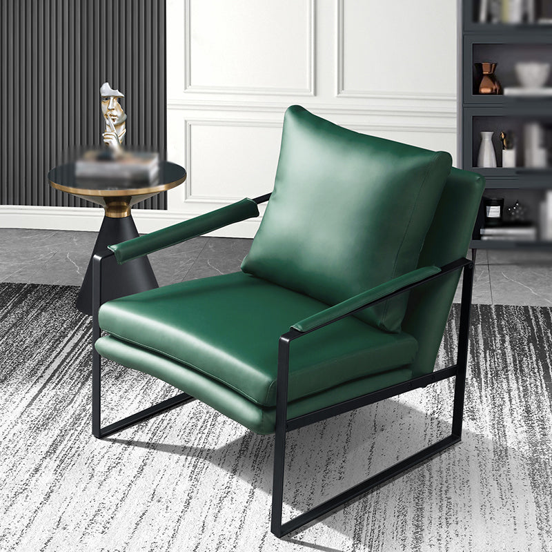 Faux Leather Chair 27.5" L x27.9" W x29.5" H Arms Included Chair Green Down Clearhalo 'Accent Chairs' 'accent_chairs' 'Chairs & Seating' 'furn' 'furn_accent_chairs' 'Furniture' 'furniture_accent_chairs' 'Living Room Furniture' 5058296