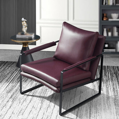 Faux Leather Chair 27.5" L x27.9" W x29.5" H Arms Included Chair Violet Down Clearhalo 'Accent Chairs' 'accent_chairs' 'Chairs & Seating' 'furn' 'furn_accent_chairs' 'Furniture' 'furniture_accent_chairs' 'Living Room Furniture' 5058305
