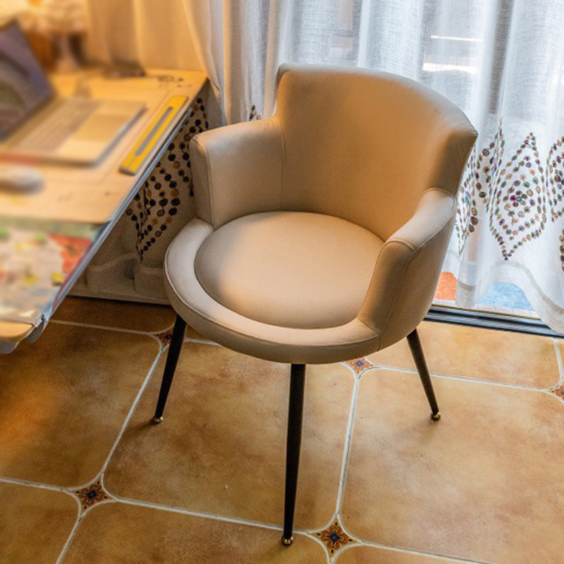 Faux Leather Chair 21.2" L x21.2" W x29.5" H Arms Included Chair Beige Non-Swivel Clearhalo 'Accent Chairs' 'accent_chairs' 'Chairs & Seating' 'furn' 'furn_accent_chairs' 'Furniture' 'furniture_accent_chairs' 'Living Room Furniture' 5058310