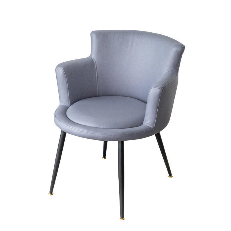 Faux Leather Chair 21.2" L x21.2" W x29.5" H Arms Included Chair Gray Non-Swivel Clearhalo 'Accent Chairs' 'accent_chairs' 'Chairs & Seating' 'furn' 'furn_accent_chairs' 'Furniture' 'furniture_accent_chairs' 'Living Room Furniture' 5058311