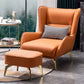 Faux Leather Chair30.7" L x36.6" W x 33.8" H Arms Included Chair Tangerine With Ottoman Clearhalo 'Accent Chairs' 'accent_chairs' 'Chairs & Seating' 'furn' 'furn_accent_chairs' 'Furniture' 'furniture_accent_chairs' 'Living Room Furniture' 5058342