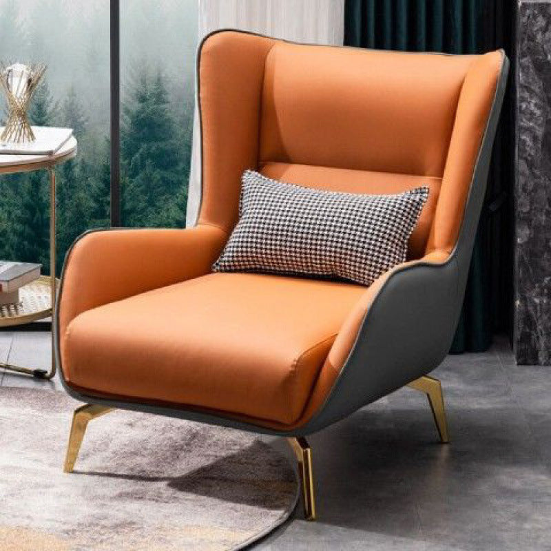 Faux Leather Chair30.7" L x36.6" W x 33.8" H Arms Included Chair Orange Gray Without Ottoman Clearhalo 'Accent Chairs' 'accent_chairs' 'Chairs & Seating' 'furn' 'furn_accent_chairs' 'Furniture' 'furniture_accent_chairs' 'Living Room Furniture' 5058347