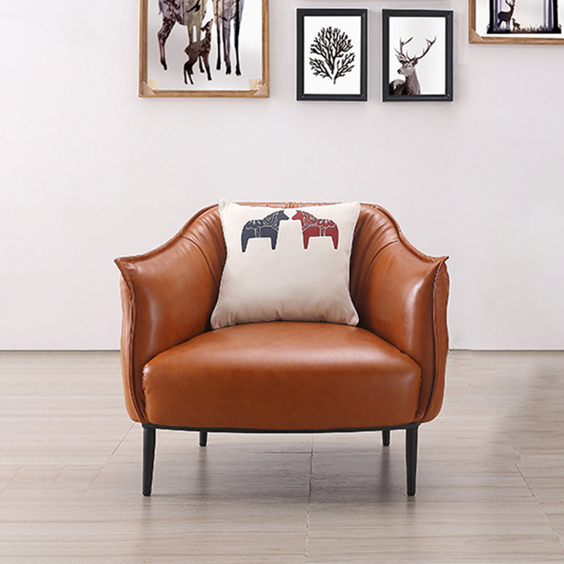 Faux Leather Chair32.6" L x 31.8" W x 29.9" H Arms Included Chair for Bedroom Clearhalo 'Accent Chairs' 'accent_chairs' 'Chairs & Seating' 'Furniture' 'furniture_accent_chairs' 'Living Room Furniture' 5058357
